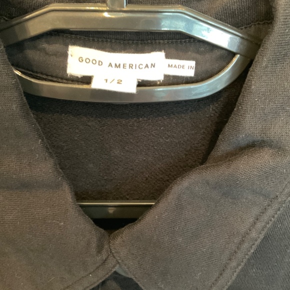 #364  GOOD AMERICAN BLACK BUTTON UP SHACKET SIZE: SMALL/MEDIUM - Picture 2 of 4